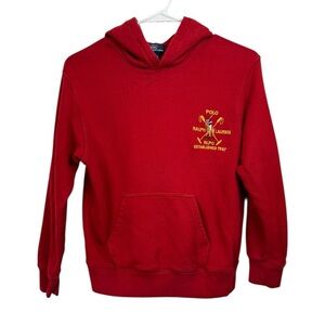 Vintage 90s Polo by Ralph Lauren Hoodie Sweatshirt Horse Red Boys Small 8/10